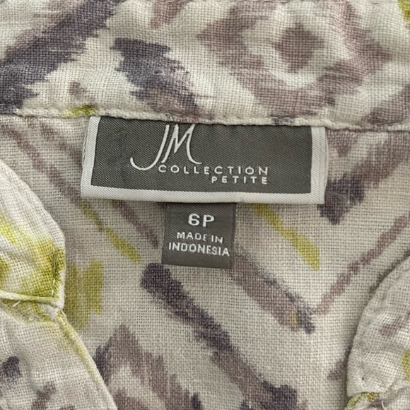 JM Collection Aztec Print Linen Blouse - Picture 4 of 9